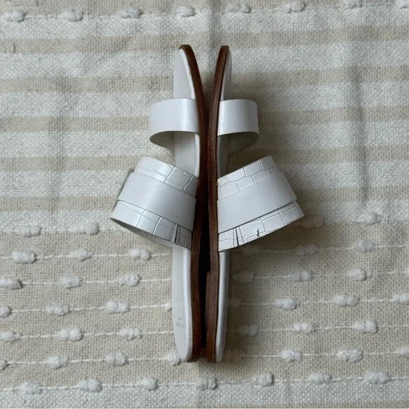 Cole Hann Amavia Double-Band Optic White Embossed Leather Sandals size 9.5 - Picture 7 of 11